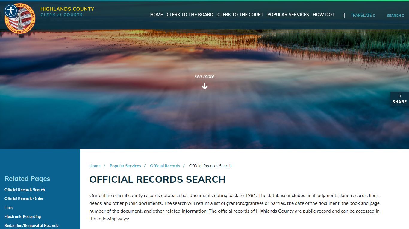 Official Records Search - Highlands County Clerk of Courts