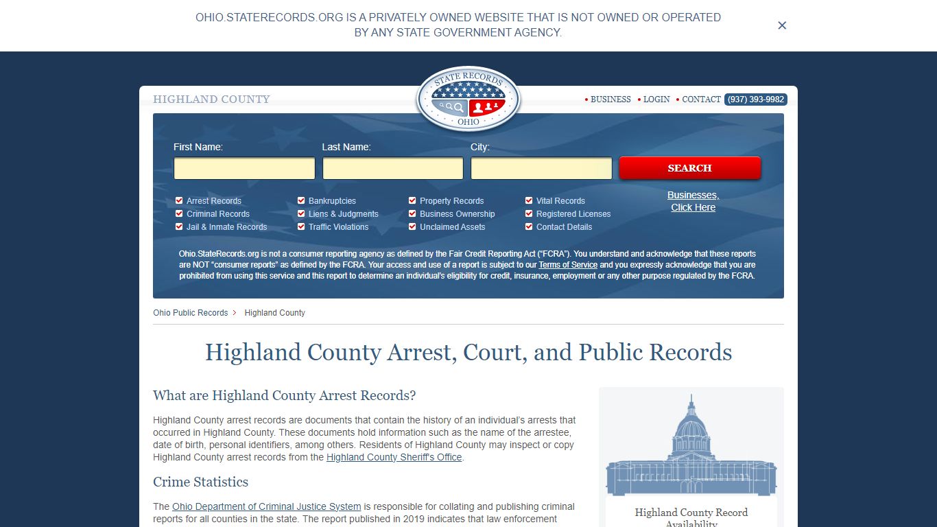 Highland County Arrest, Court, and Public Records